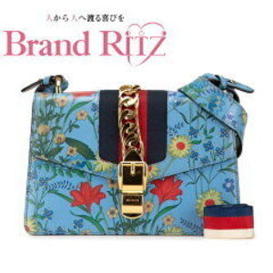 Gucci Sylvie Floral Shoulder Bag Leather Blue Multicolor